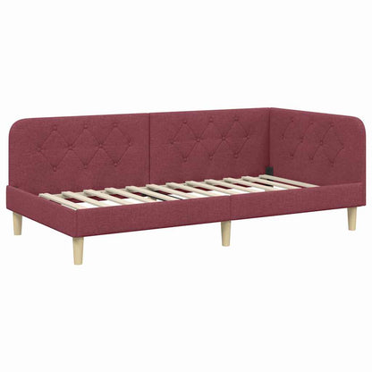 Cornice del letto ad angolo Rosso Vino 100 x 200 cm Tessuto