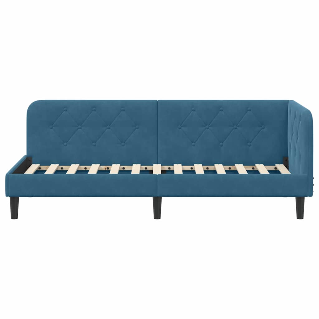 Cornice del letto ad angolo Blu 80 x 200 cm Velluto