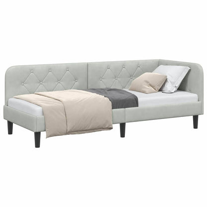 Cornice del letto ad angolo Grigio chiaro 80 x 200 cm Velluto