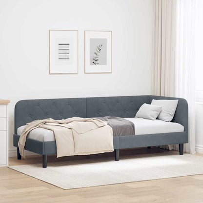 Cornice del letto ad angolo Grigio scuro 80 x 200 cm Velluto