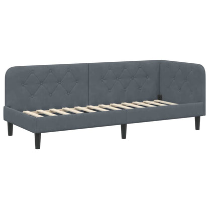 Cornice del letto ad angolo Grigio scuro 80 x 200 cm Velluto