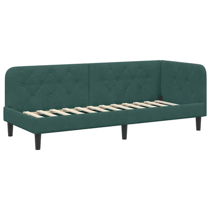Cornice del letto ad angolo Verde Scuro 80 x 200 cm Velluto