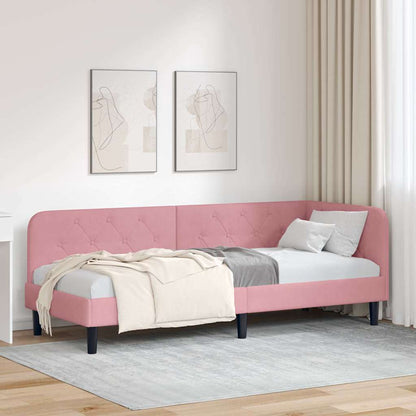 Cornice del letto ad angolo Rosa 80 x 200 cm Velluto