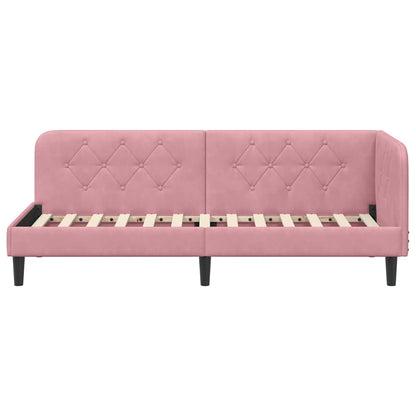 Cornice del letto ad angolo Rosa 80 x 200 cm Velluto