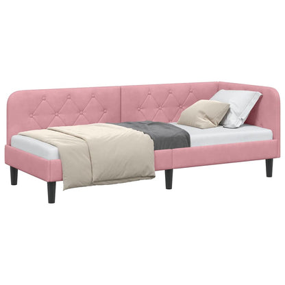 Cornice del letto ad angolo Rosa 80 x 200 cm Velluto