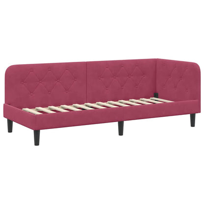 Cornice del letto ad angolo Rosso Vino 80 x 200 cm Velluto