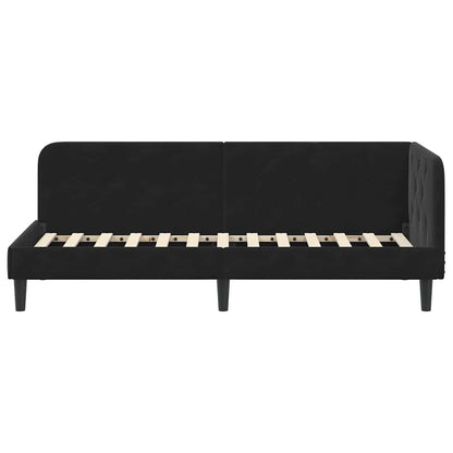 Cornice del letto ad angolo Nero 80 x 200 cm Velluto