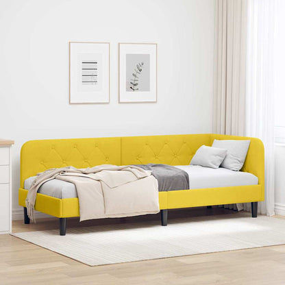 Cornice del letto ad angolo Giallo 80 x 200 cm Velluto