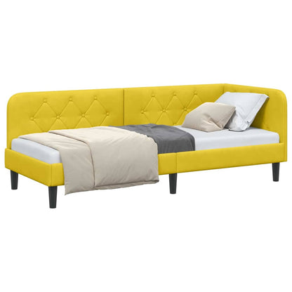 Cornice del letto ad angolo Giallo 80 x 200 cm Velluto