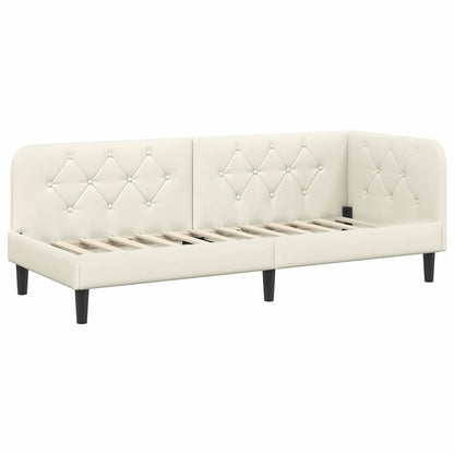 Cornice del letto ad angolo Crema 80 x 200 cm Velluto