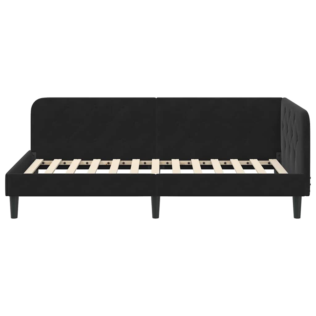 Cornice del letto ad angolo Nero 90 x 190 cm Velluto