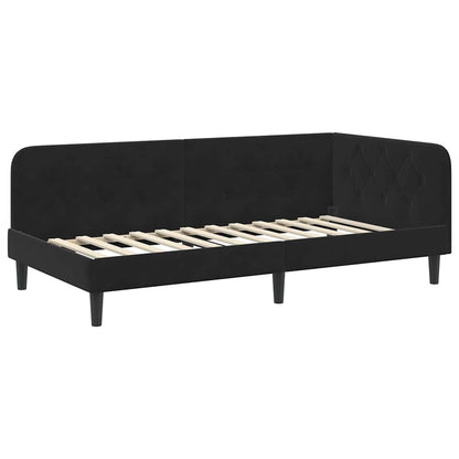 Cornice del letto ad angolo Nero 90 x 200 cm Velluto