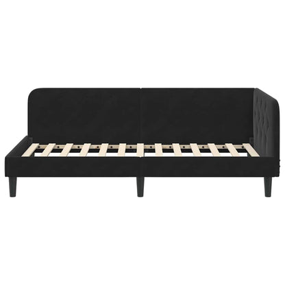 Cornice del letto ad angolo Nero 90 x 200 cm Velluto