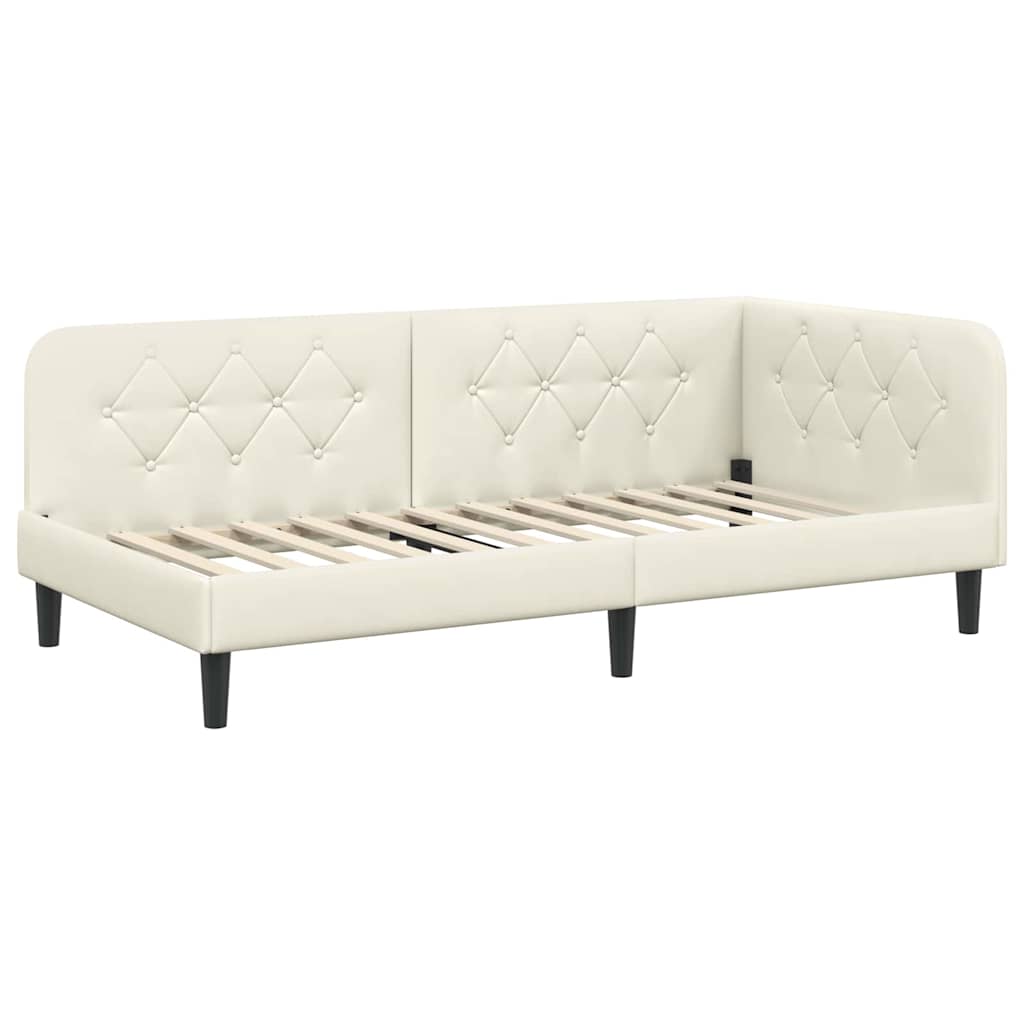 Cornice del letto ad angolo Crema 90 x 200 cm Velluto