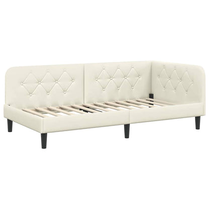 Cornice del letto ad angolo Crema 90 x 200 cm Velluto