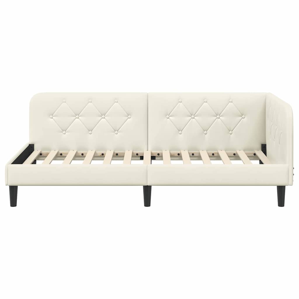 Cornice del letto ad angolo Crema 90 x 200 cm Velluto