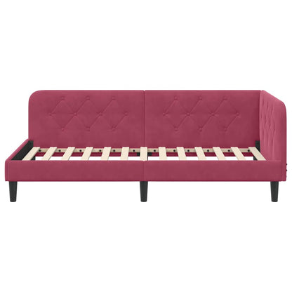 Cornice del letto ad angolo Rosso Vino 100 x 200 cm Velluto