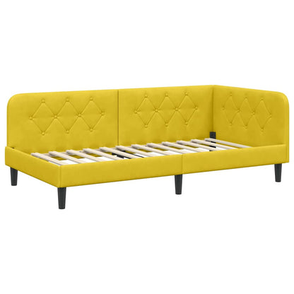 Cornice del letto ad angolo Giallo 100 x 200 cm Velluto