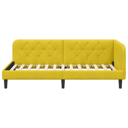 Cornice del letto ad angolo Giallo 100 x 200 cm Velluto