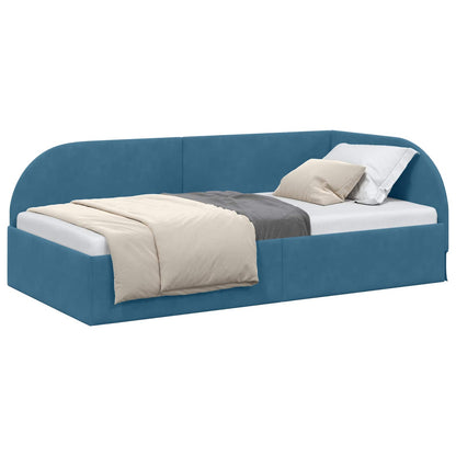 Cornice del letto ad angolo Blu 80 cm x 200 cm Velluto