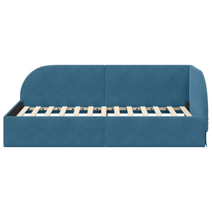 Cornice del letto ad angolo Blu 80 cm x 200 cm Velluto