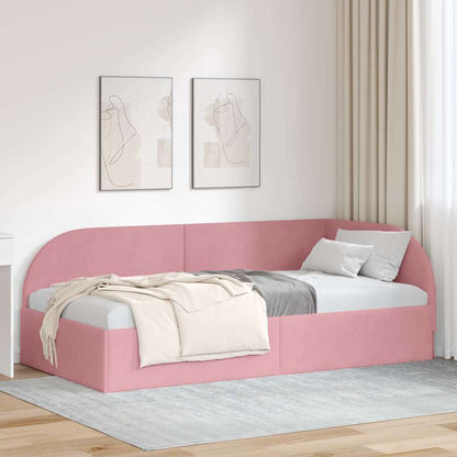 Cornice del letto ad angolo Rosa 80 cm x 200 cm Velluto