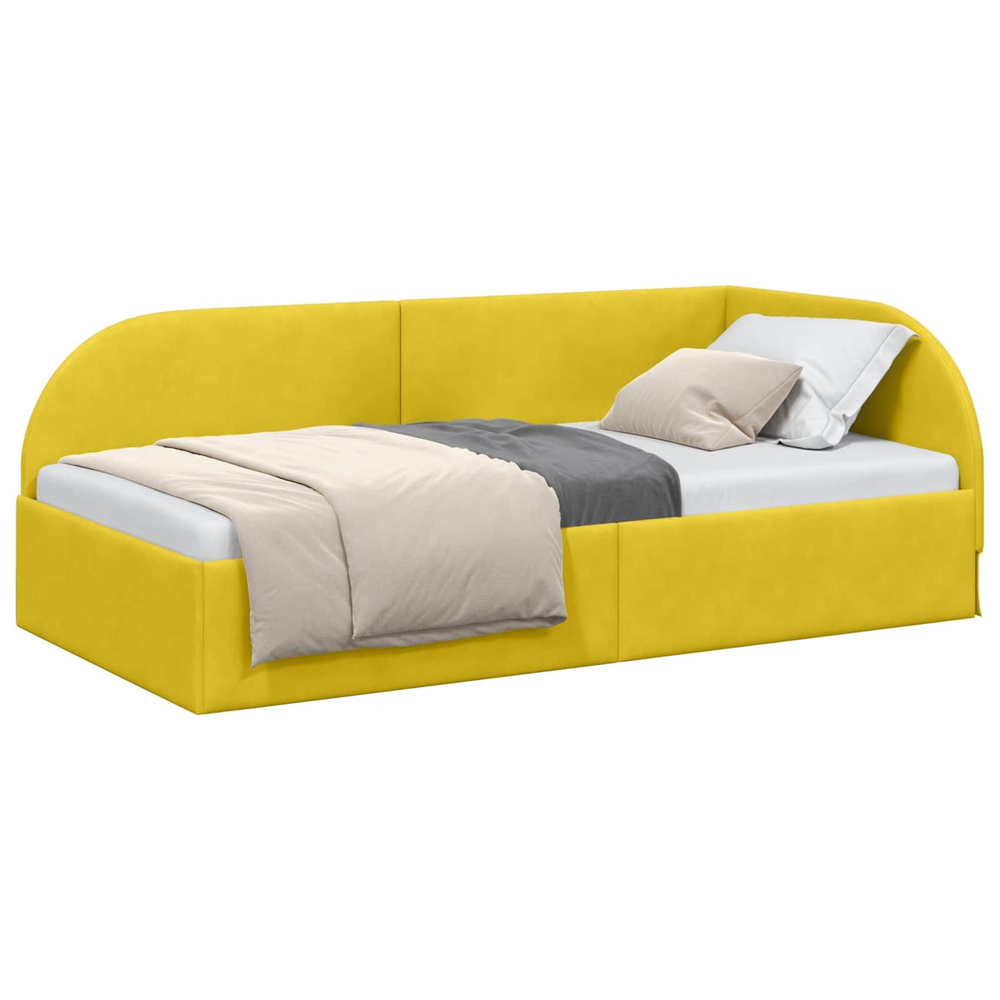 Cornice del letto ad angolo Giallo 80 cm x 200 cm Velluto
