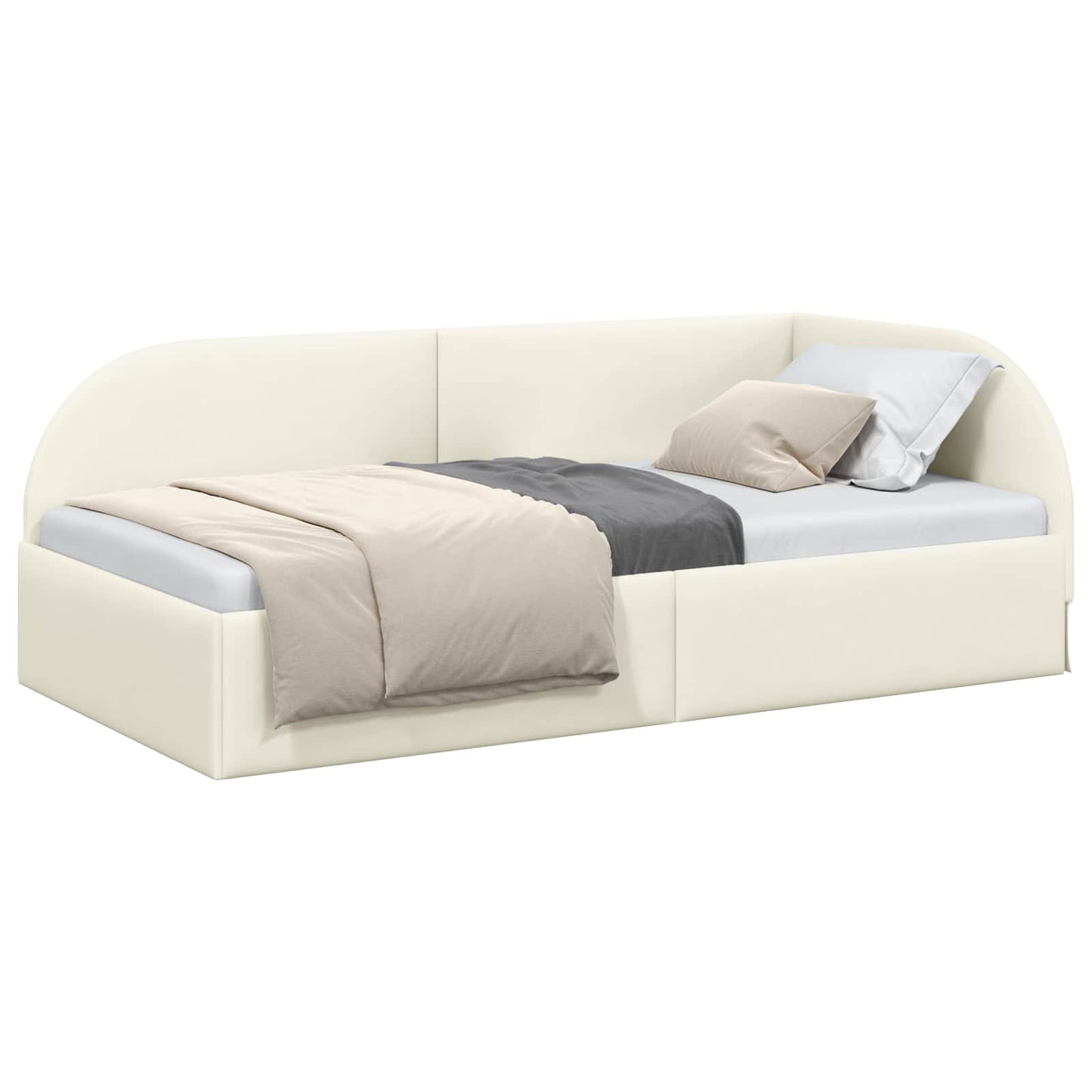 Cornice del letto ad angolo Crema 80 cm x 200 cm Velluto