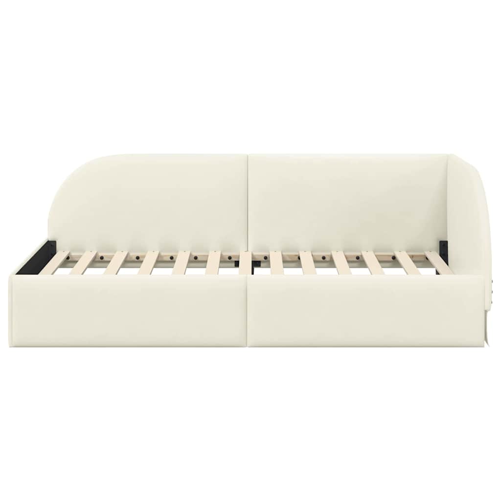 Cornice del letto ad angolo Crema 80 cm x 200 cm Velluto