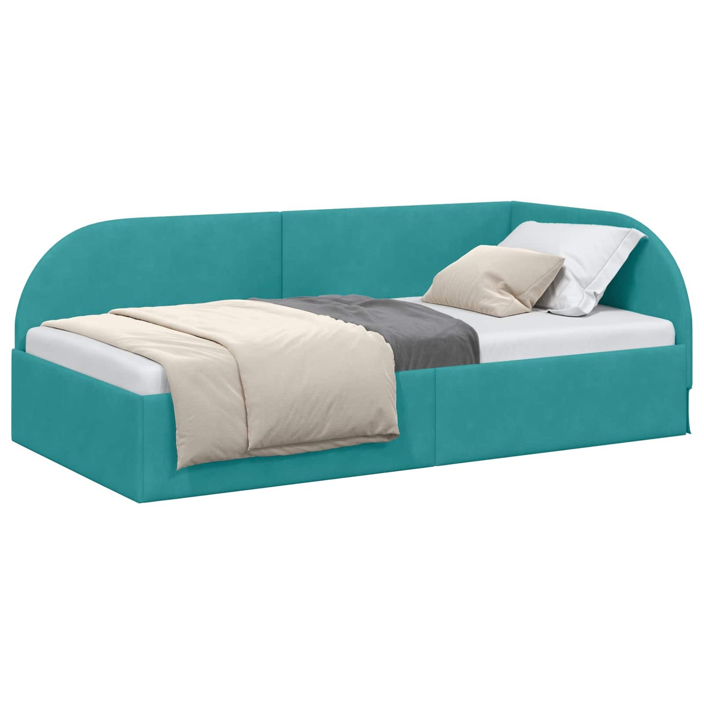 Cornice del letto ad angolo Turchese 80 cm x 200 cm Velluto