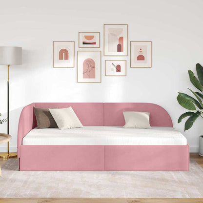 Cornice del letto ad angolo Rosa 90 cm x 190 cm Velluto