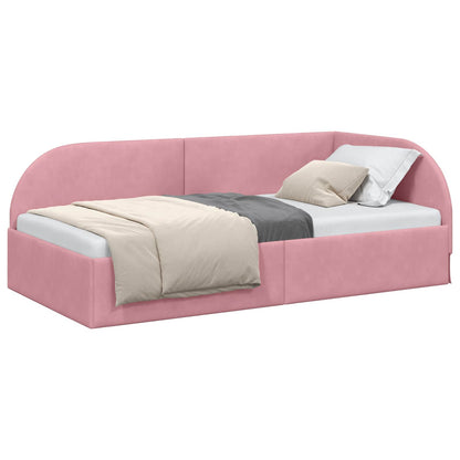 Cornice del letto ad angolo Rosa 90 cm x 190 cm Velluto
