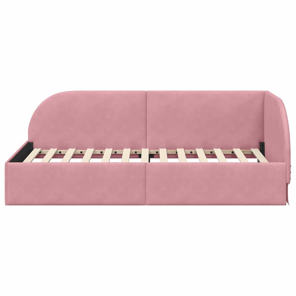 Cornice del letto ad angolo Rosa 90 cm x 190 cm Velluto