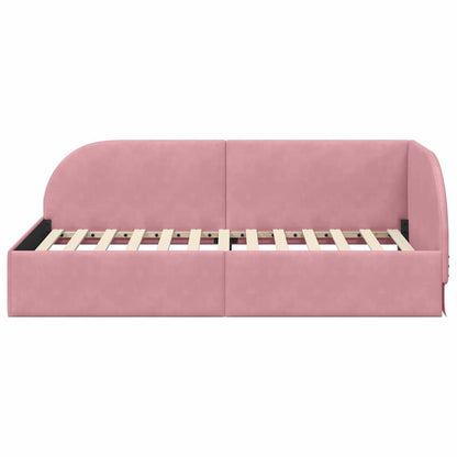 Cornice del letto ad angolo Rosa 90 cm x 190 cm Velluto