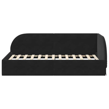 Cornice del letto ad angolo Nero 90 cm x 190 cm Velluto