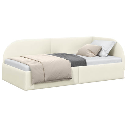 Cornice del letto ad angolo Crema 90 cm x 190 cm Velluto