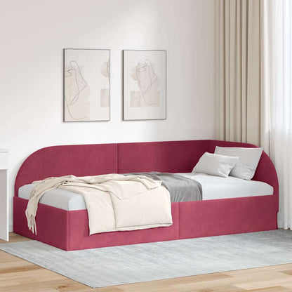 Cornice del letto ad angolo Rosso Vino 90 cm x 200 cm Velluto