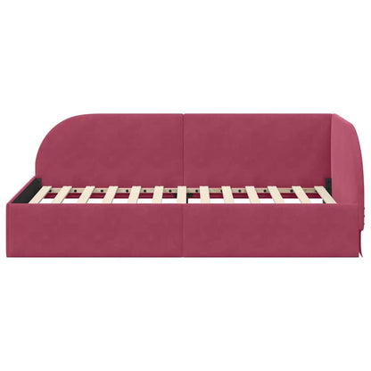 Cornice del letto ad angolo Rosso Vino 90 cm x 200 cm Velluto