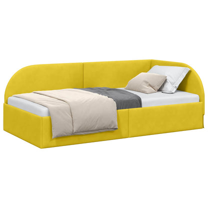 Cornice del letto ad angolo Giallo 90 cm x 200 cm Velluto