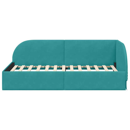 Cornice del letto ad angolo Turchese 90 cm x 200 cm Velluto