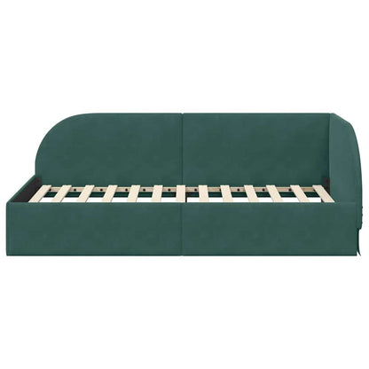 Cornice del letto ad angolo Verde Scuro 100 cm x 200 cm Velluto