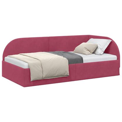 Cornice del letto ad angolo Rosso Vino 100 cm x 200 cm Velluto