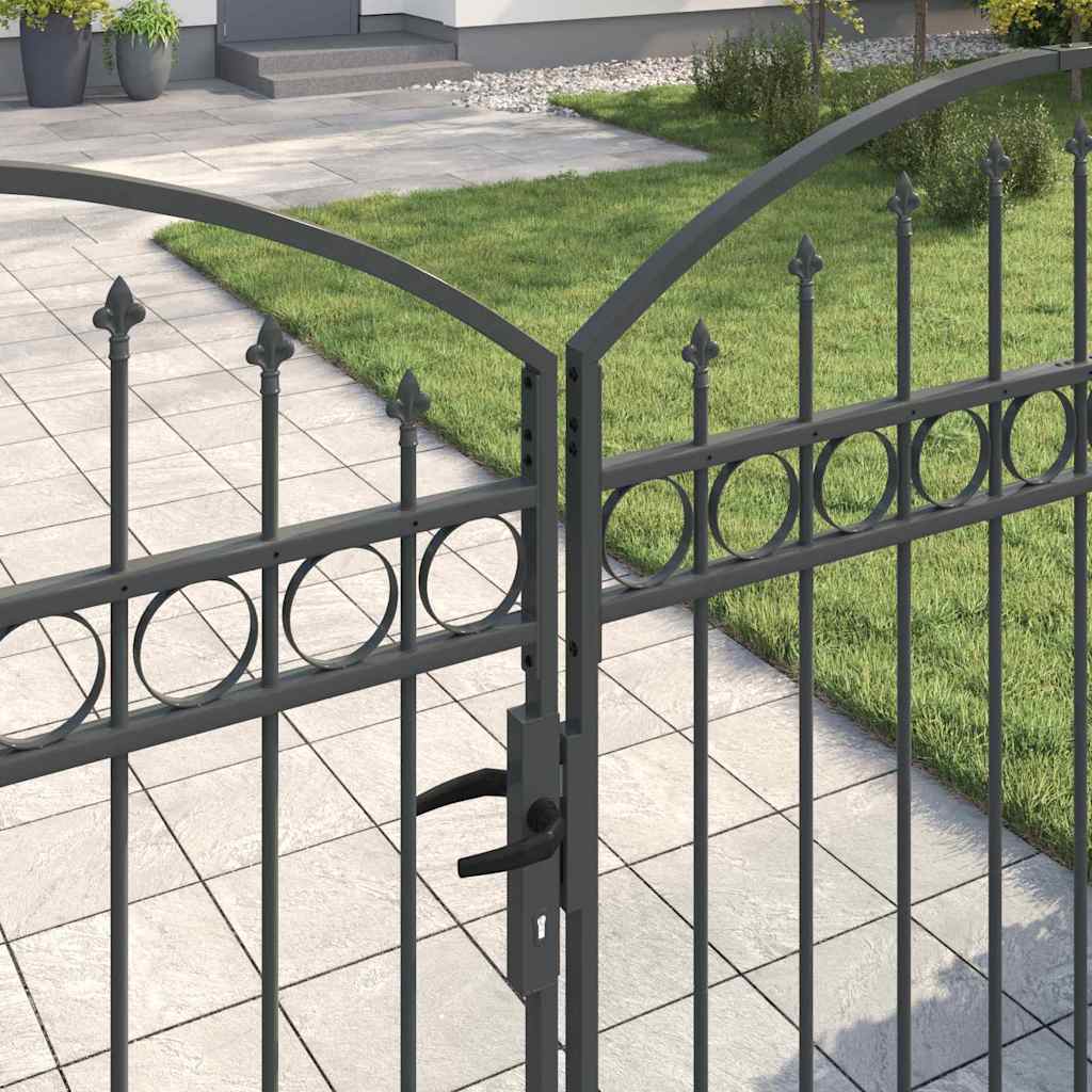 Cancello per recinzione con blocco Grigio 301 x 200 cm Acciaio