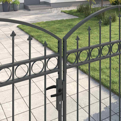 Cancello per recinzione con blocco Grigio 301 x 200 cm Acciaio