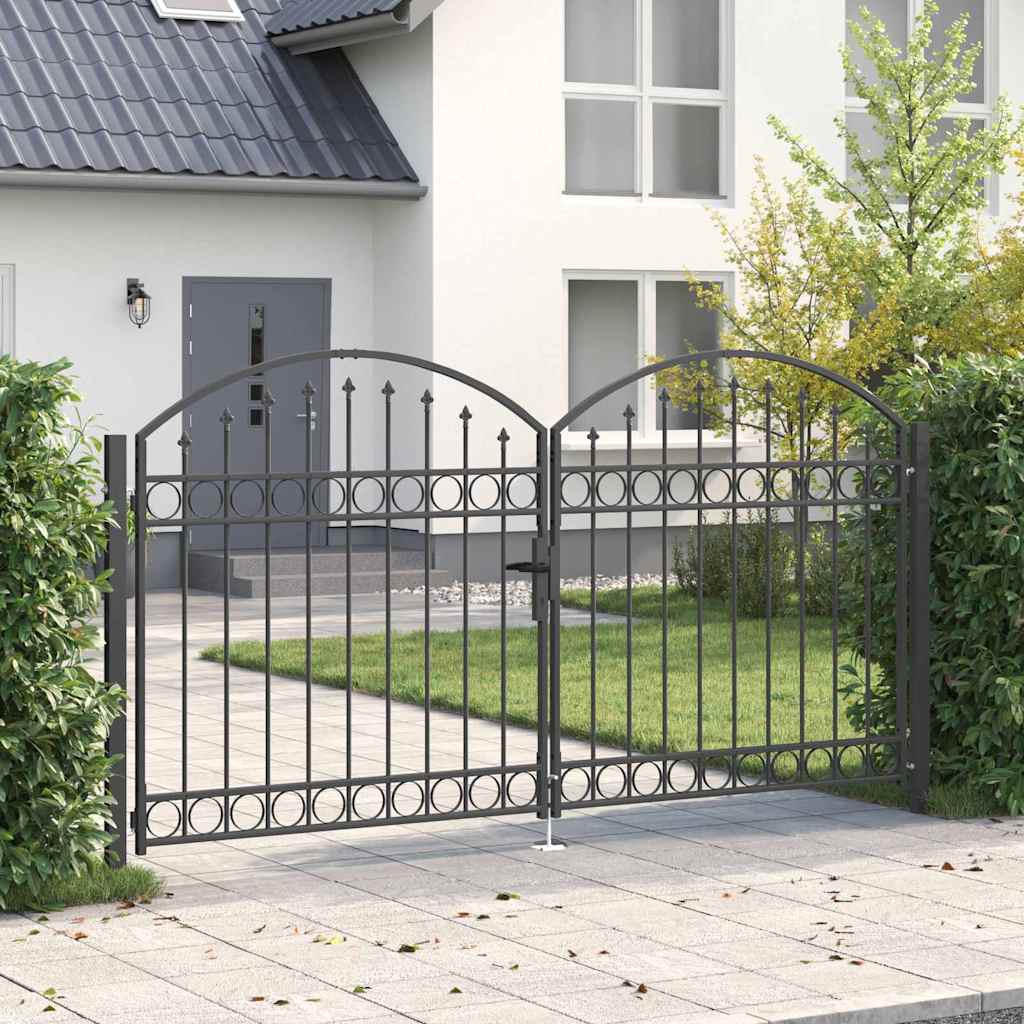 Cancello per recinzione con blocco Grigio 301 x 200 cm Acciaio