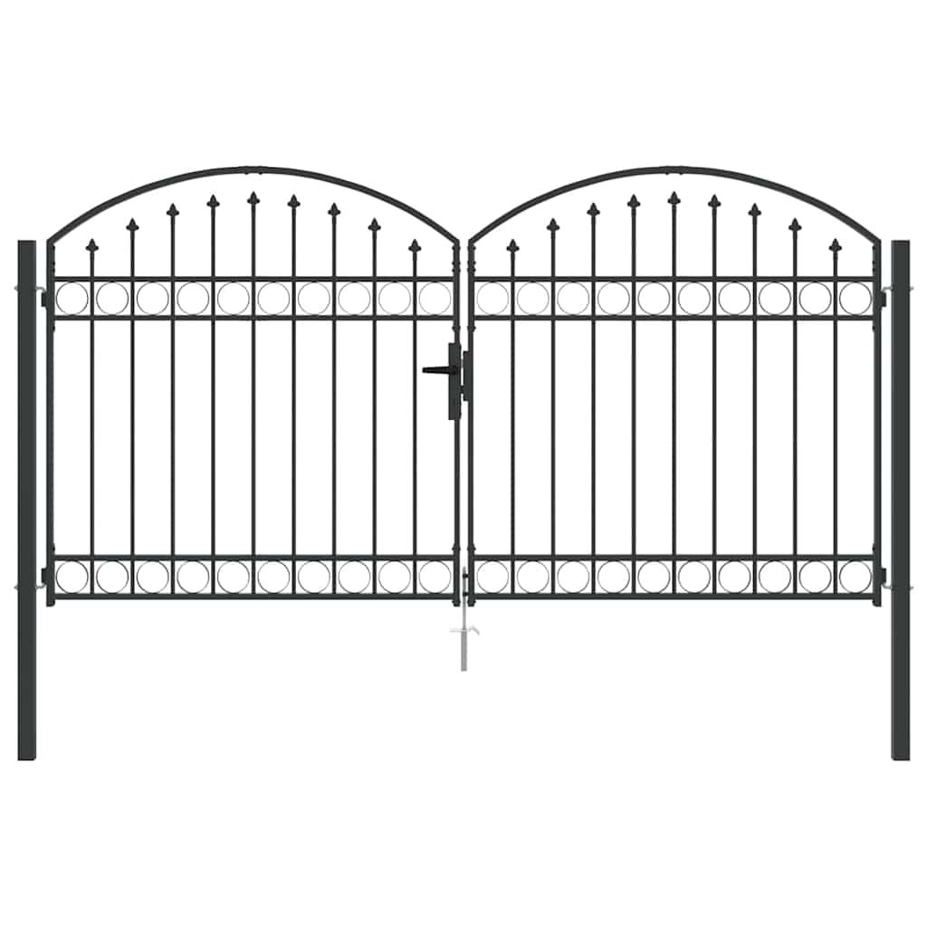 Cancello per recinzione con blocco Grigio 301 x 200 cm Acciaio
