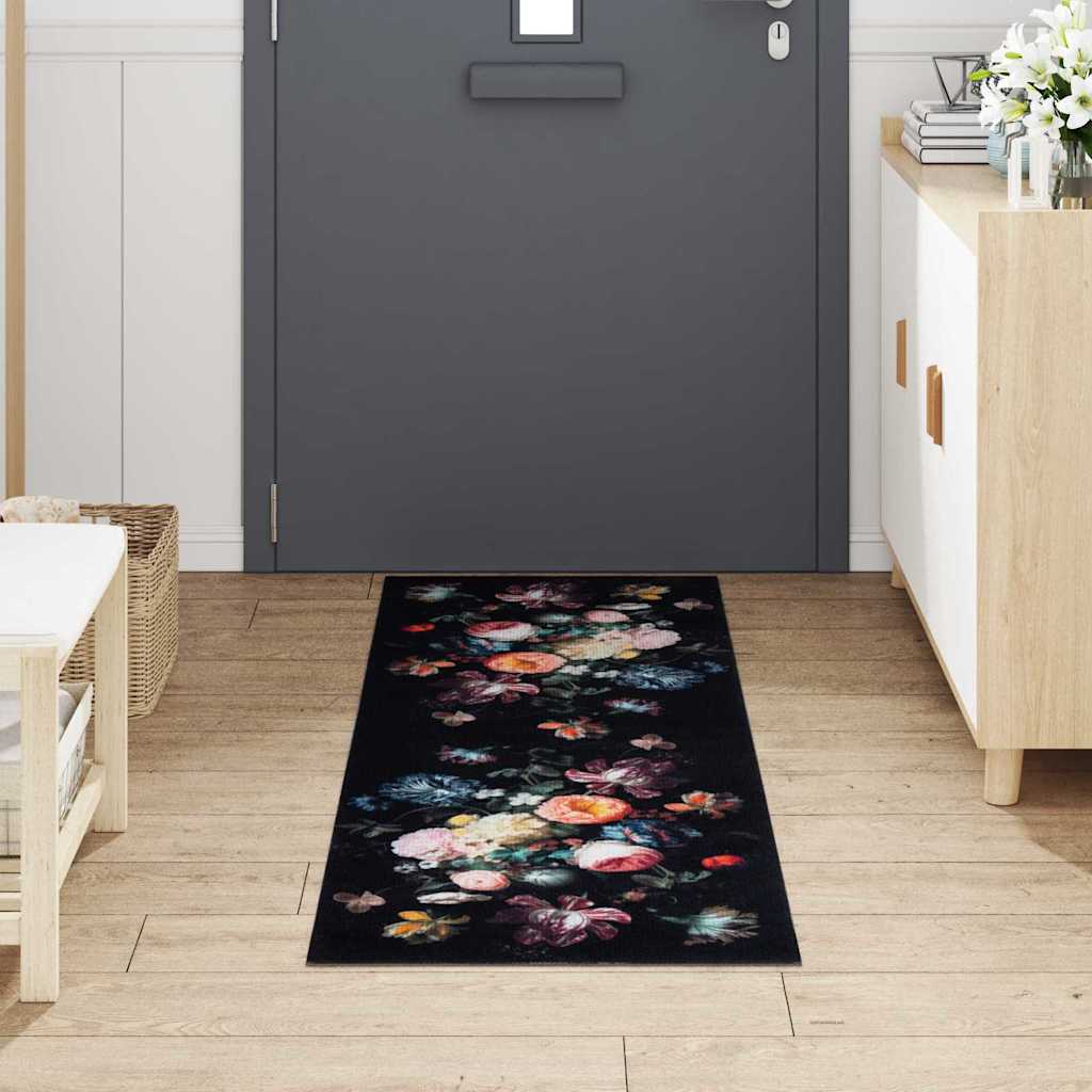 Tappeto da Cucina Nero 180 x 60 cm Velluto