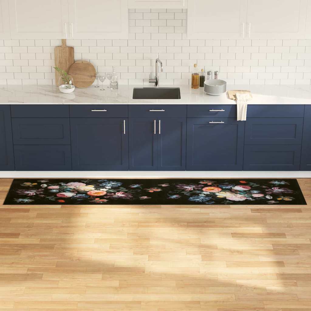 Tappeto da Cucina Nero 300 x 60 cm Velluto