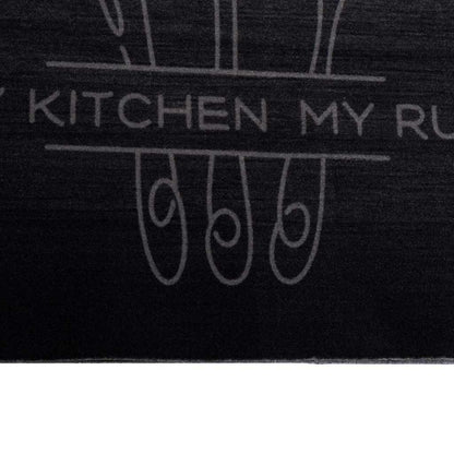 Tappeto da Cucina Posate Nero 180 x 60 cm Velluto