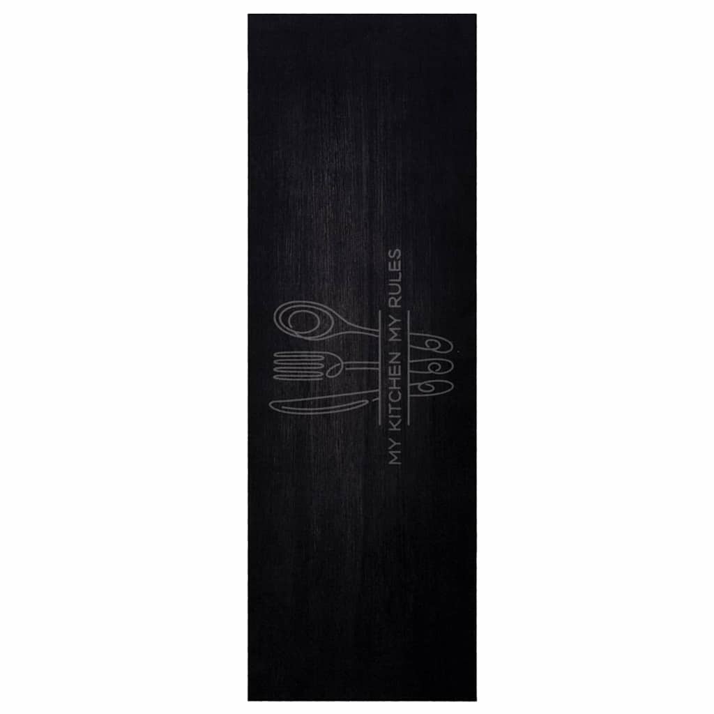 Tappeto da Cucina Posate Nero 180 x 60 cm Velluto